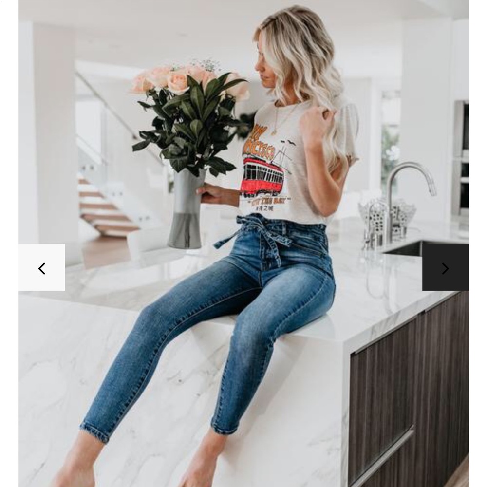 Good Lookin’ Paper Bag Waist Denim Skinny Jeans